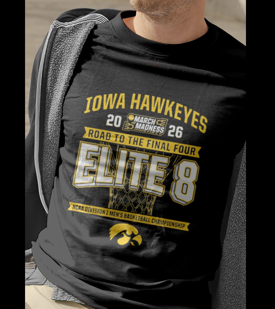 Iowa Hawkeyes 2026 March Madness Road To Final Four Elite 8 NCAA Men's Basketball Championship T-Shirt