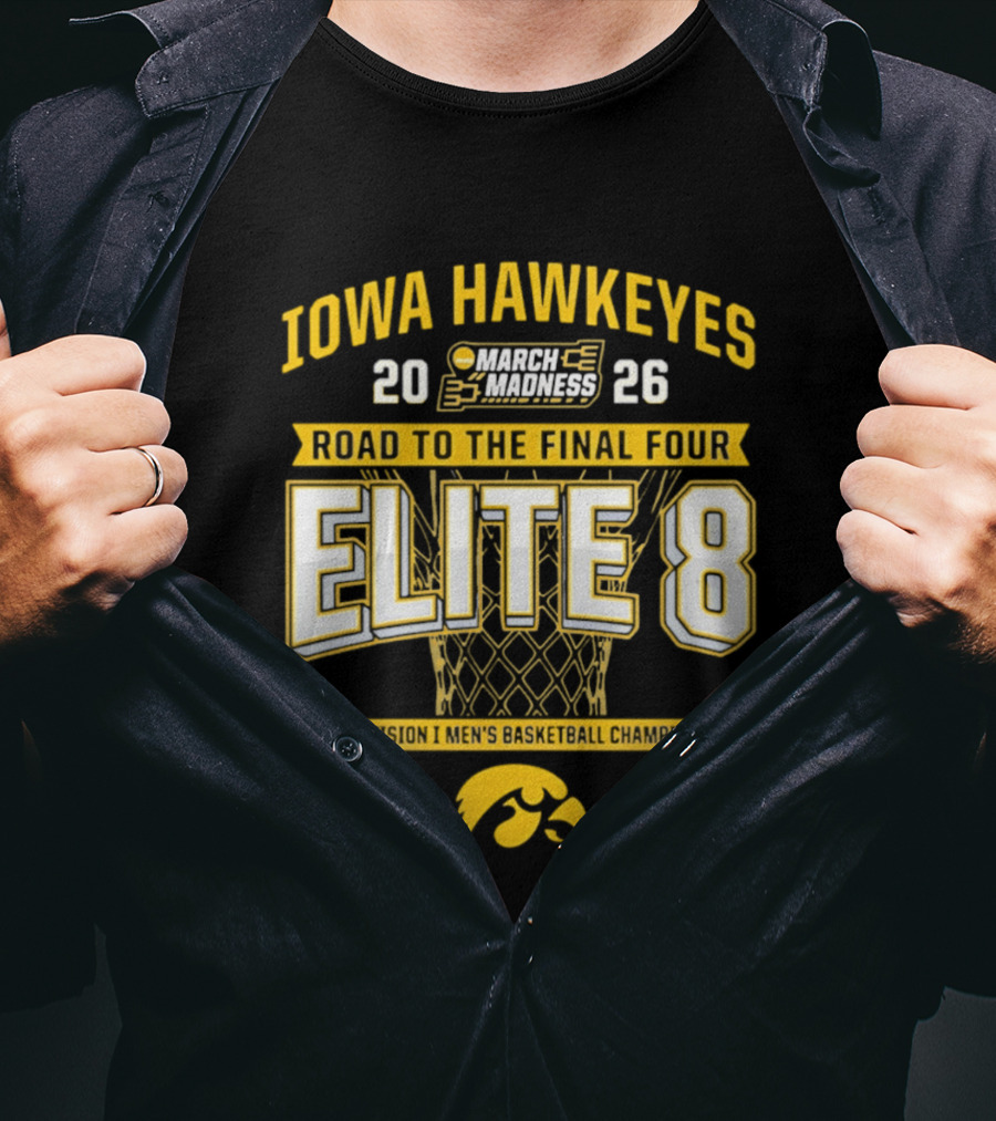 Iowa Hawkeyes 2026 March Madness Road To Final Four Elite 8 NCAA Men's Basketball Championship T-Shirt