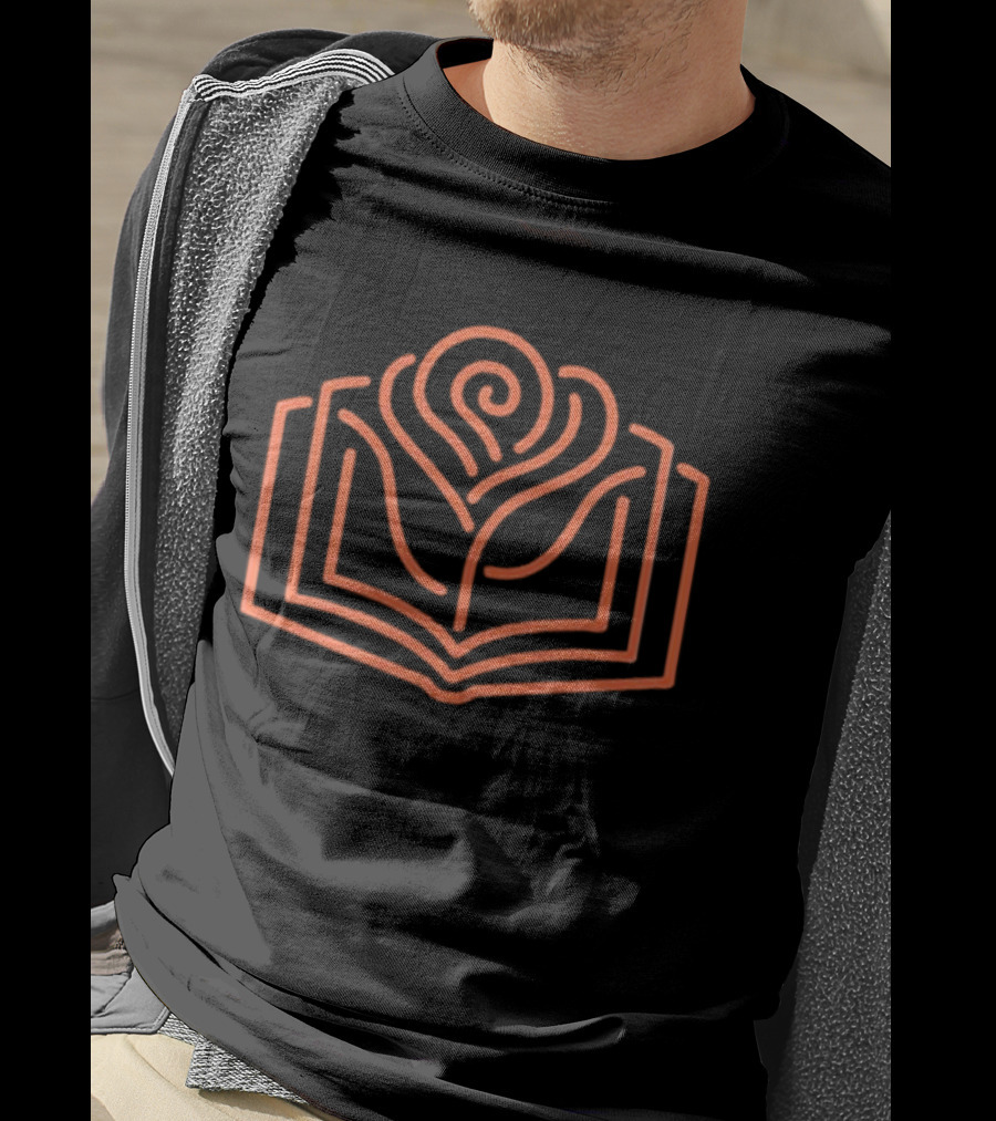 Neon Rose In The Books Open Flower T-Shirt