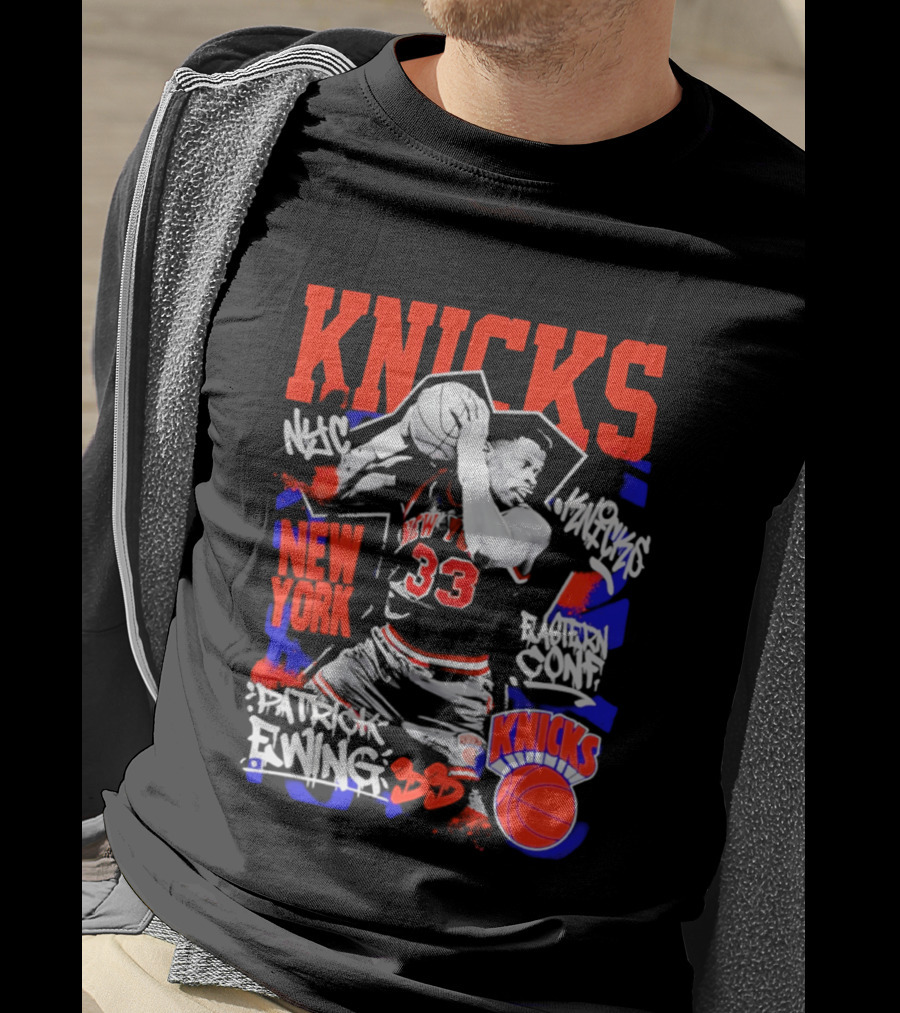 Patrick Ewing New York Knicks Iconic Dunk 33 Legends T-Shirt