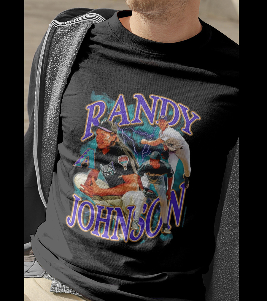 Randy Johnson Arizona Diamondbacks Collage Player '26 Lightning Pitcher T-Shirt