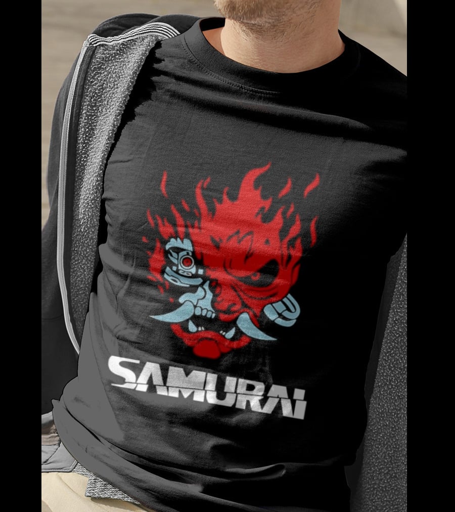 Samurai Japanese Oni Demon Mask Flame T-Shirt