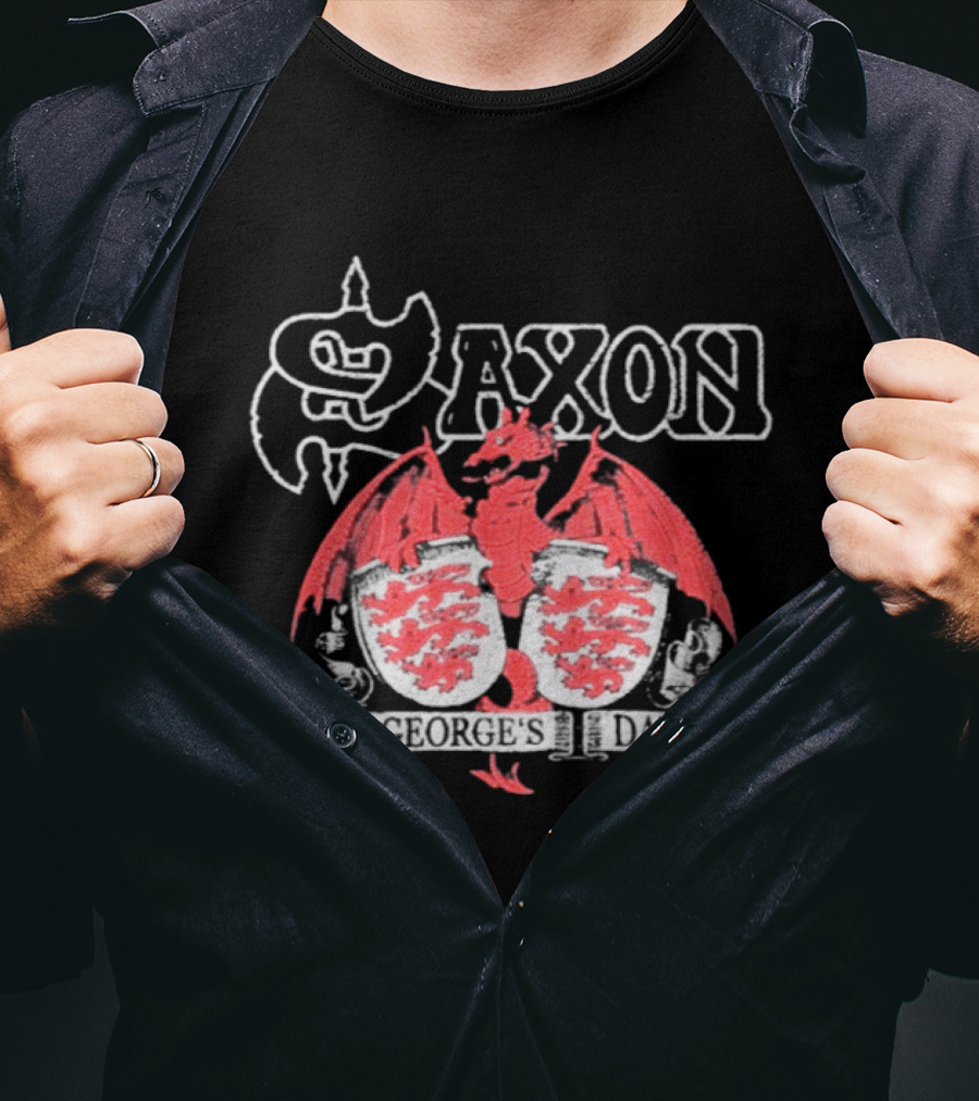 Saxon St George's Day Red Dragon Three Lions Crest T-Shirt