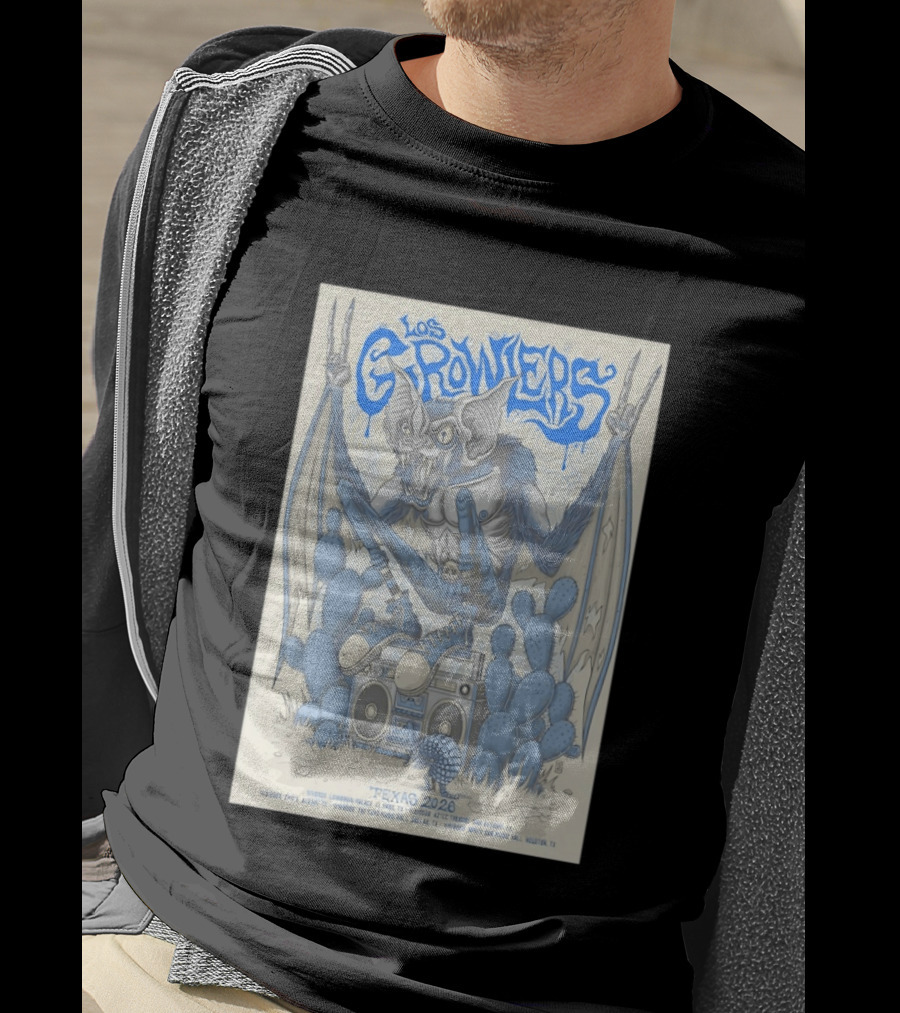 Los Growlers 2026 Texas Shows Bat Creature Boombox Cactus T-Shirt