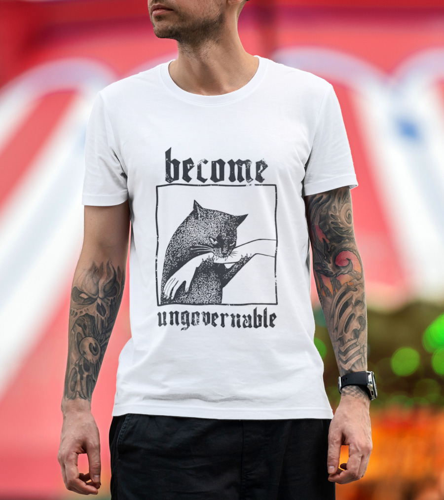 Become Ungovernable Black Cat Bit Hand T-Shirt