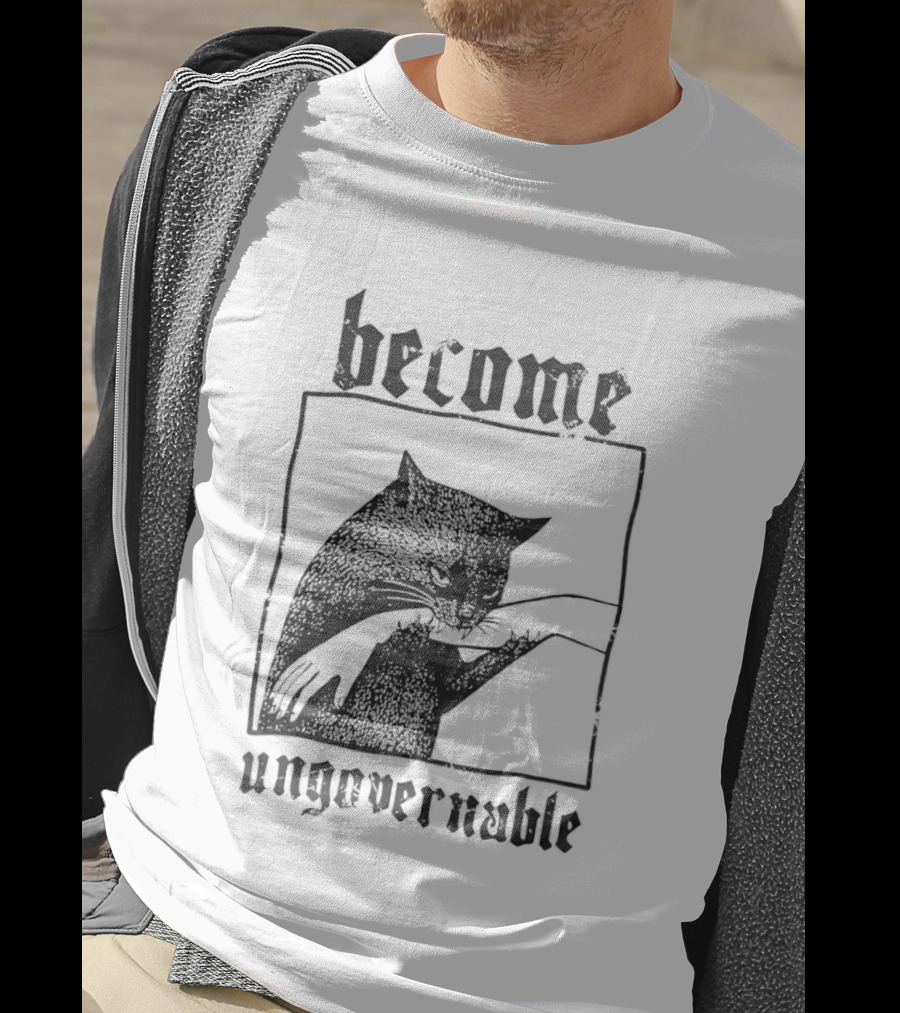 Become Ungovernable Black Cat Bit Hand T-Shirt