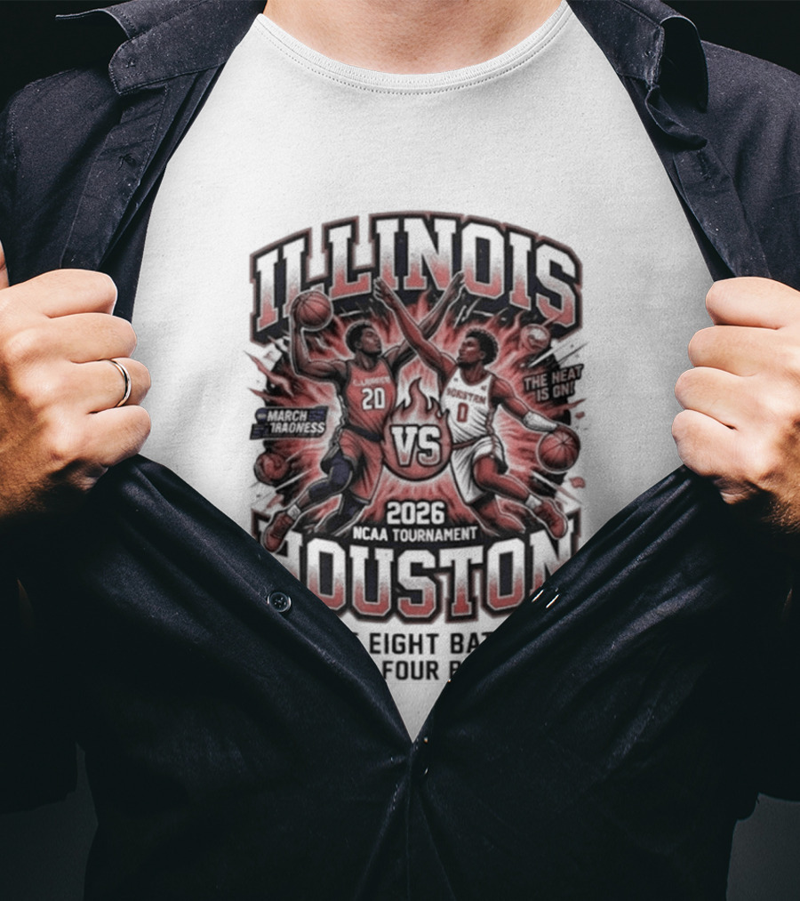 Illinois Houston NCAA Tournament 2026 Elite Eight Battle Final Four Round T-Shirt