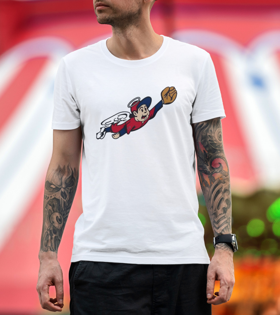 Los Angeles Angels Little Halo Boy Flying Baseball Player With Wings And Glove T-Shirt