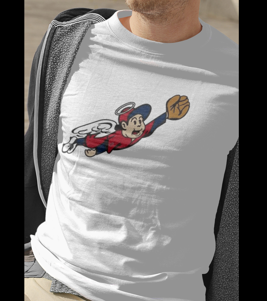 Los Angeles Angels Little Halo Boy Flying Baseball Player With Wings And Glove T-Shirt