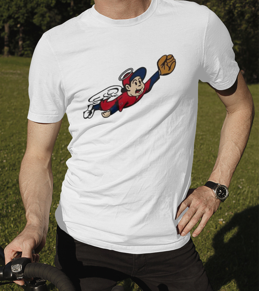 Los Angeles Angels Little Halo Boy Flying Baseball Player With Wings And Glove T-Shirt