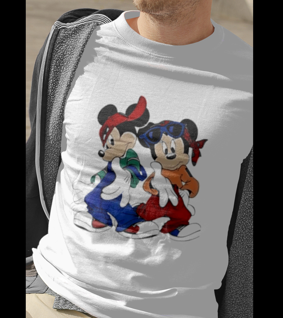 Mickey Minnie Mouse Hip Hop Style Outfits Vintage Look T-Shirt