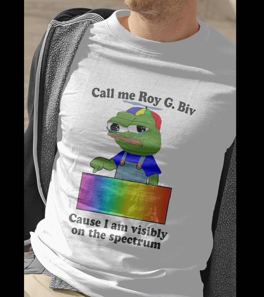 Pepe The Frog Call Me Roy G. Biv Cause I Am Visibly On The Spectrum Rainbow Visual T-Shirt