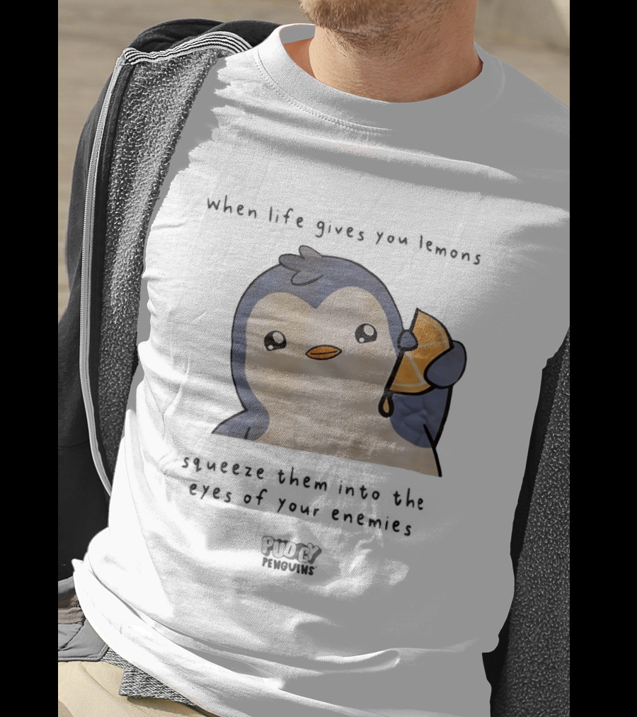 When Life Gives You Lemons Squeeze Them Into The Eyes Of Your Enemies Pudgy Penguins Cartoon T-Shirt