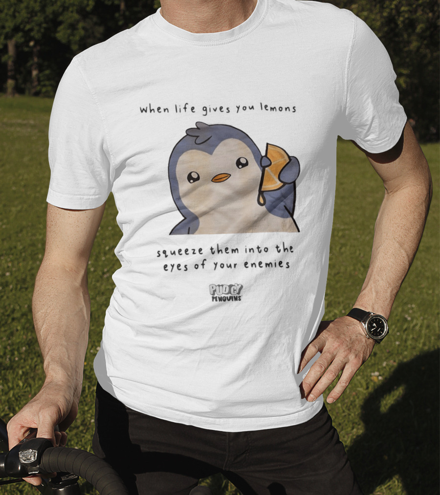 When Life Gives You Lemons Squeeze Them Into The Eyes Of Your Enemies Pudgy Penguins Cartoon T-Shirt