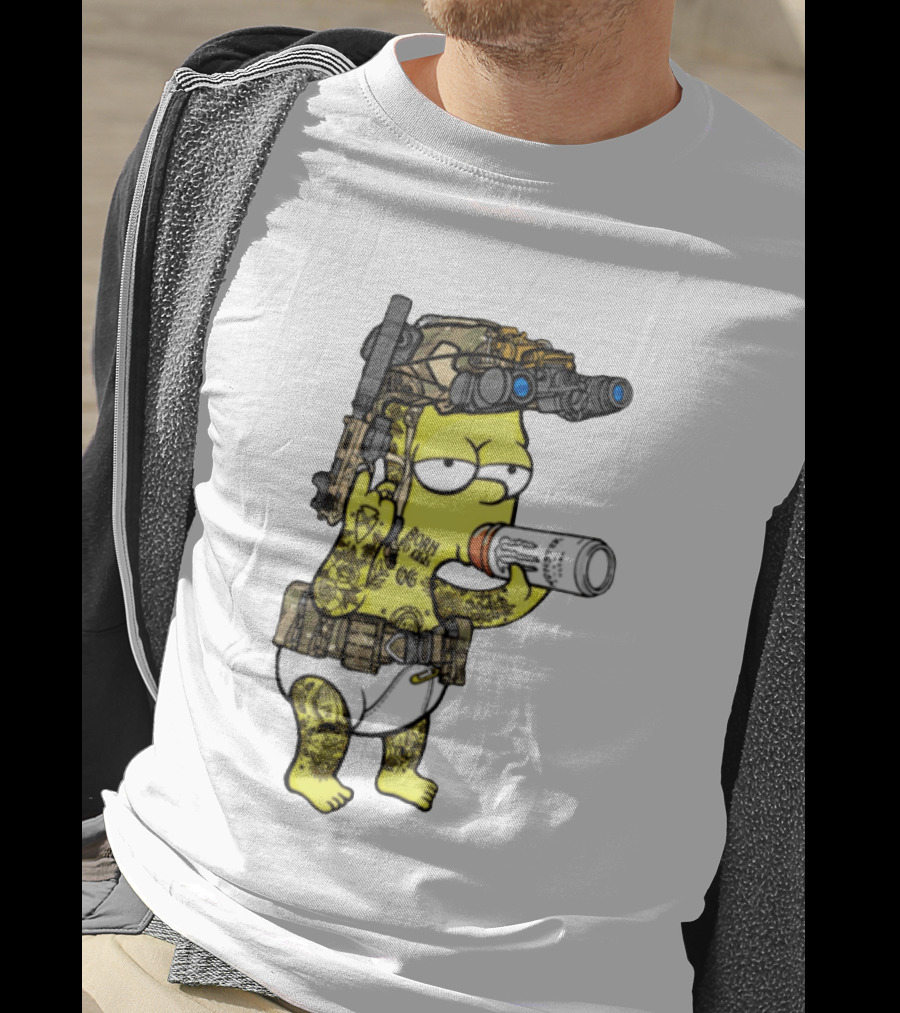 Bart Simpson Tactical Gear Night Vision Tattoo Parody Yung Bart T-Shirt