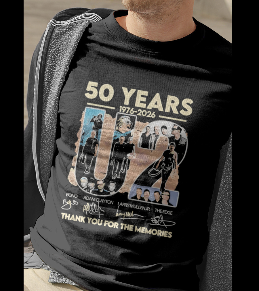 50 Years 1976 2026 U2 Bono Adam Clayton Larry Mullen The Edge Thank You For The Memories T-Shirt