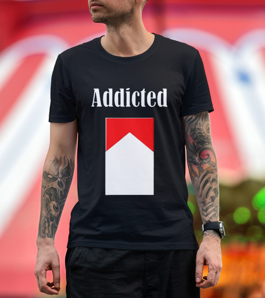 Addicted Cigarette Box Red And White T-Shirt