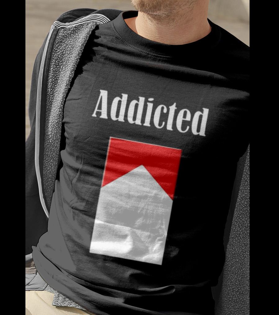Addicted Cigarette Box Red And White T-Shirt