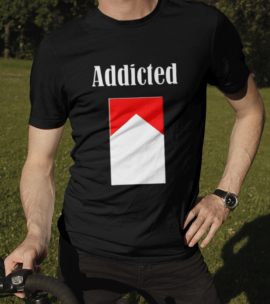 Addicted Cigarette Box Red And White T-Shirt
