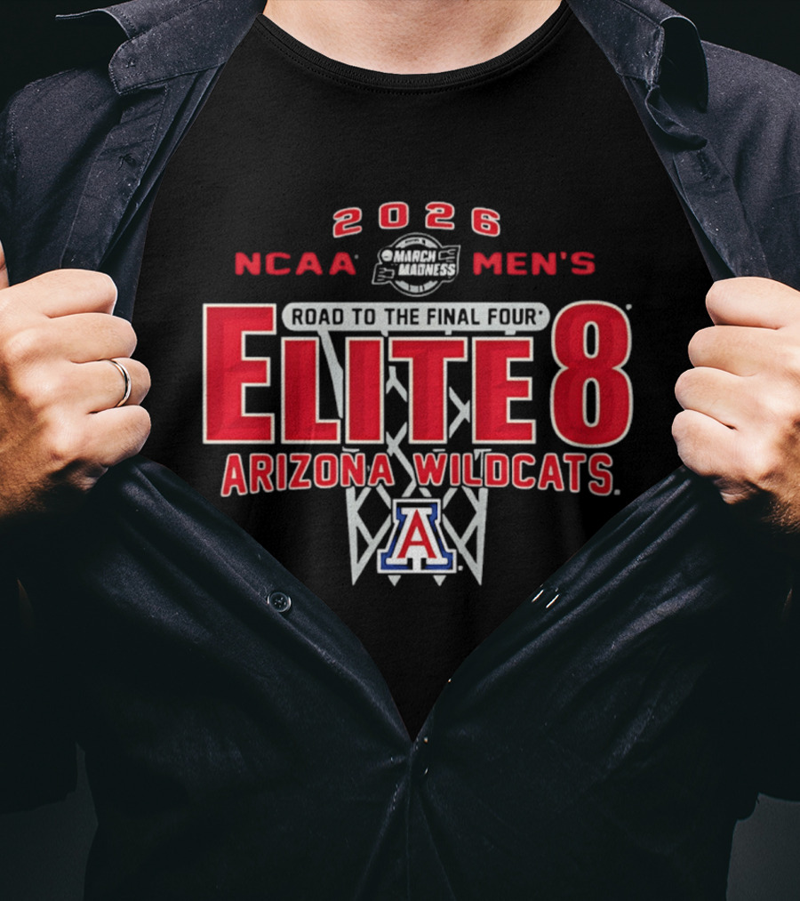 2026 NCAA Men's Road To The Final Four Elite 8 Arizona Wildcats March Madness T-Shirt