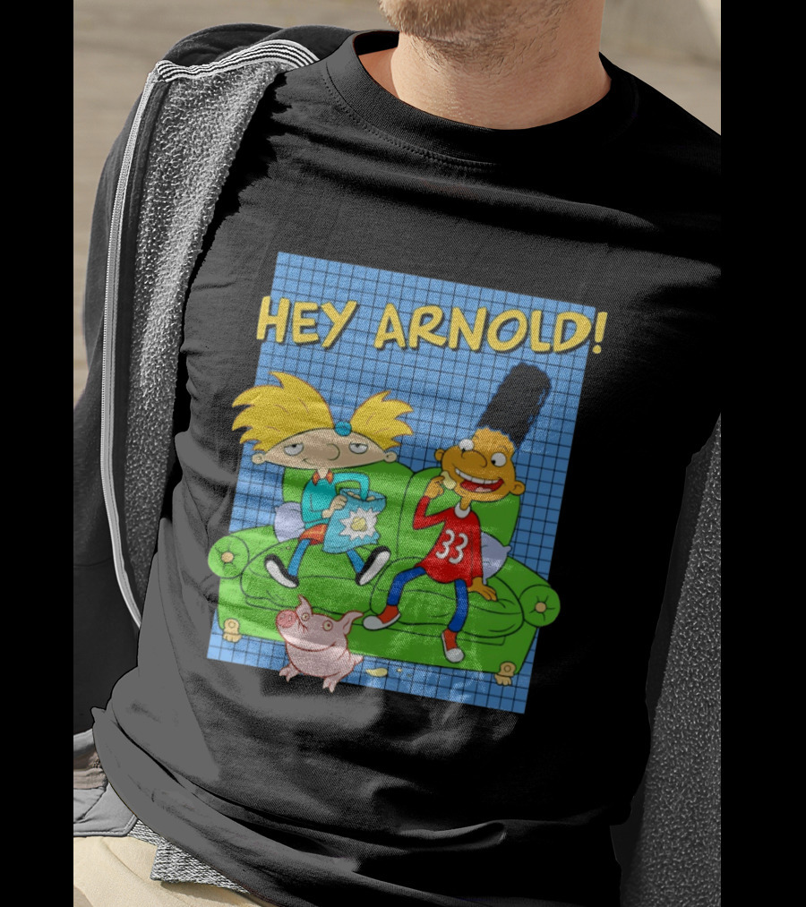 Hey Arnold Gerald And Abner Football Cartoon Couch Sitting T-Shirt