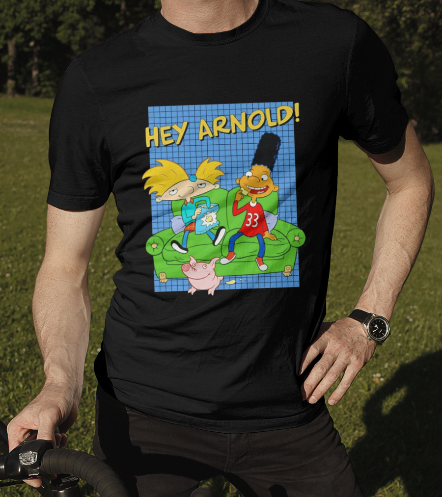 Hey Arnold Gerald And Abner Football Cartoon Couch Sitting T-Shirt