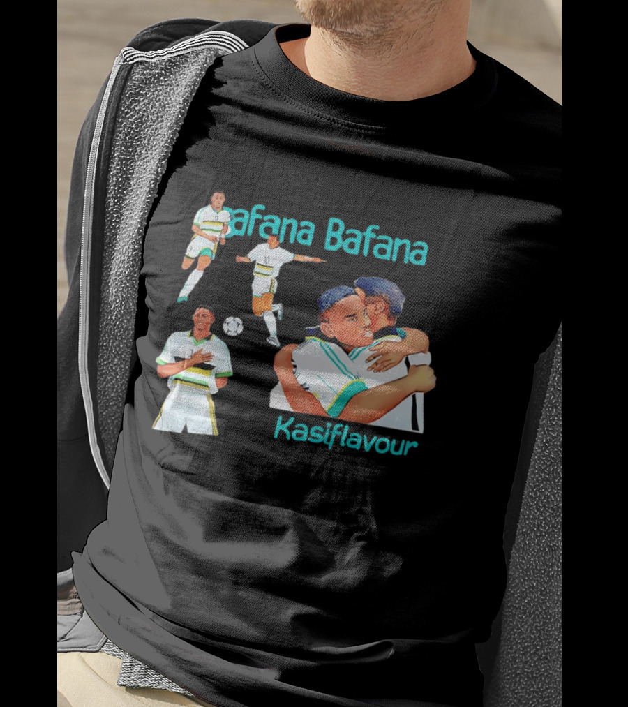Bafana Bafana Kasi Flavour South African Football Players With Soccer Ball And Embrace T-Shirt