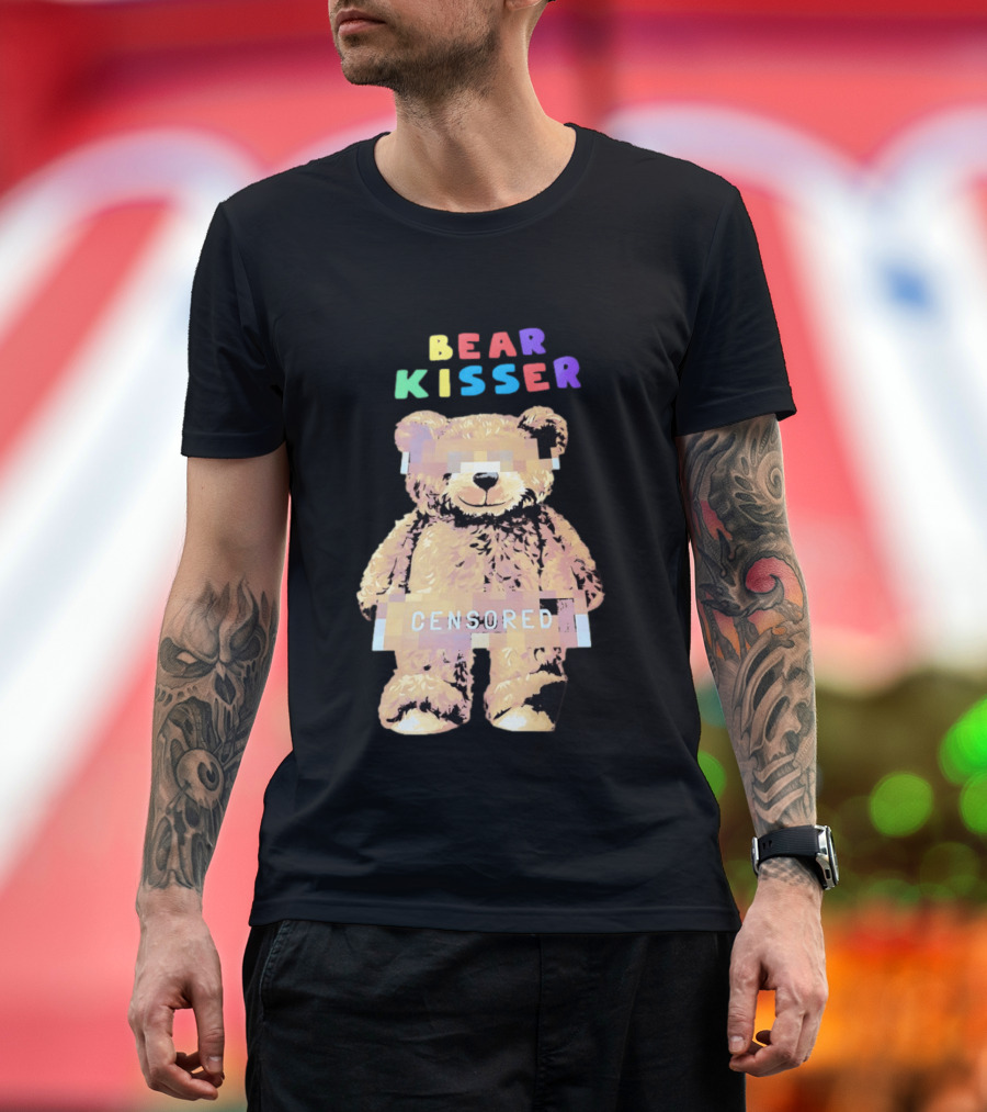 Bear Kisser Censored Pixelated Teddy Bear T-Shirt