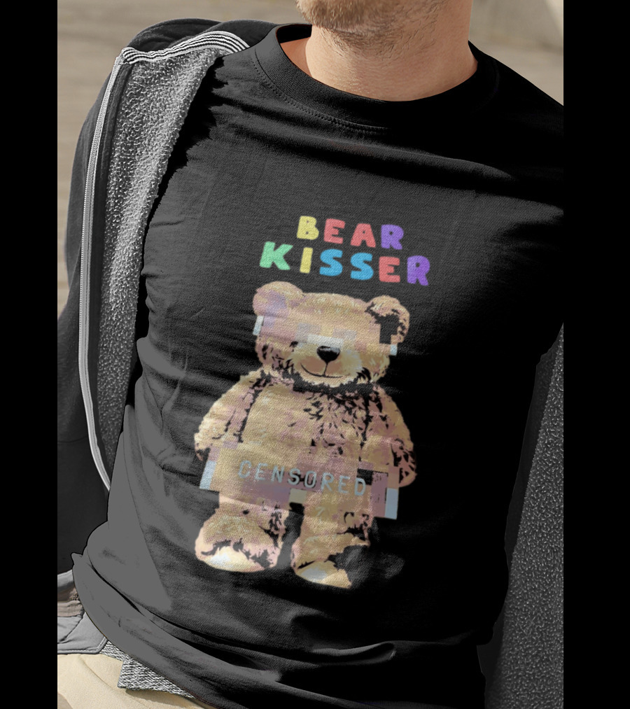 Bear Kisser Censored Pixelated Teddy Bear T-Shirt