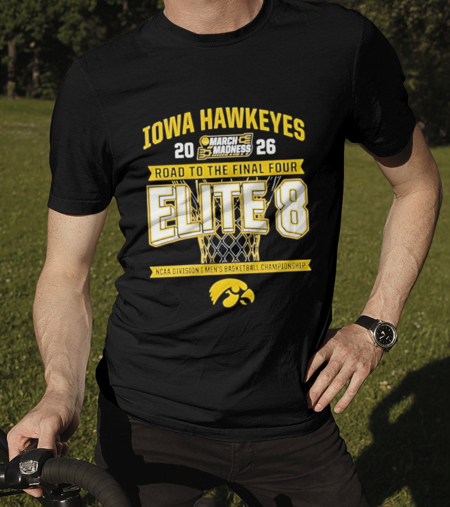 Iowa Hawkeyes 2026 Road To The Final Four Elite 8 NCAA Division I Men's Basketball Championship T-Shirt