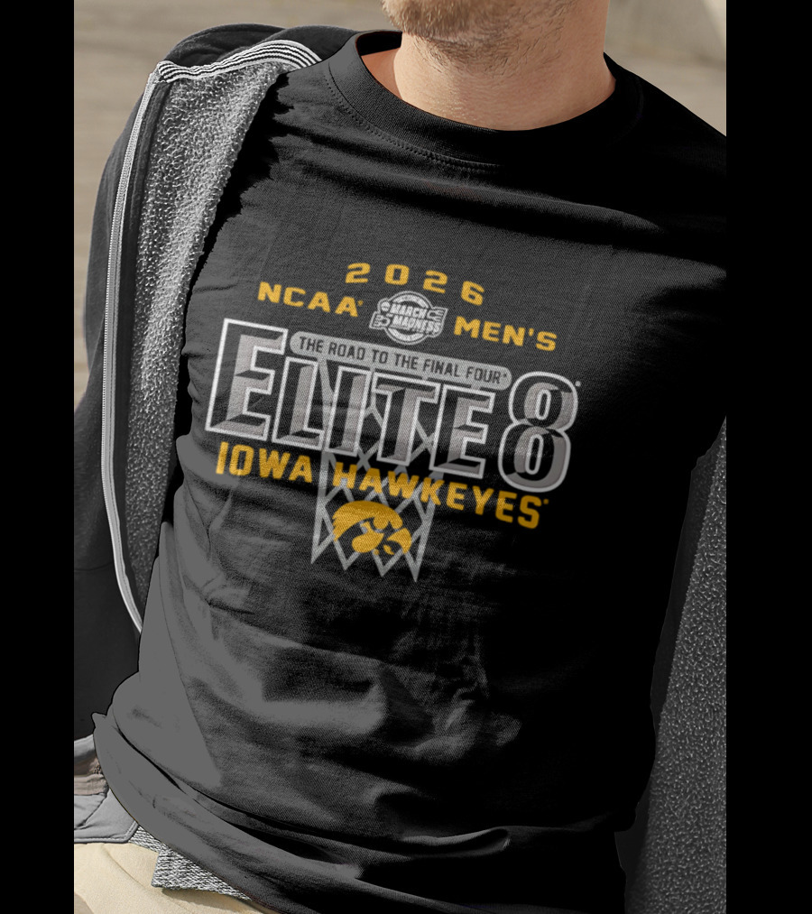 2026 NCAA Men's Elite 8 Iowa Hawkeyes The Road To The Final Four T-Shirt