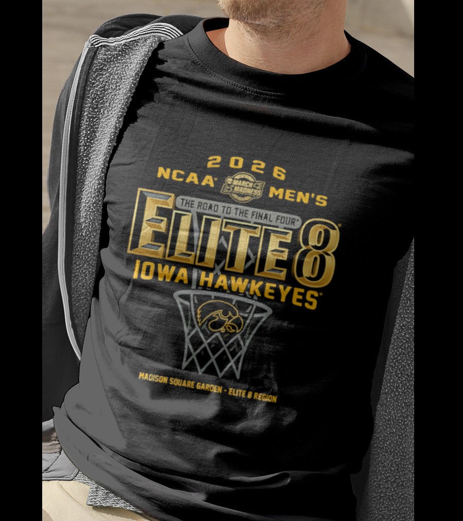 2026 NCAA Men's Elite 8 Iowa Hawkeyes Madison Square Garden East Region T-Shirt
