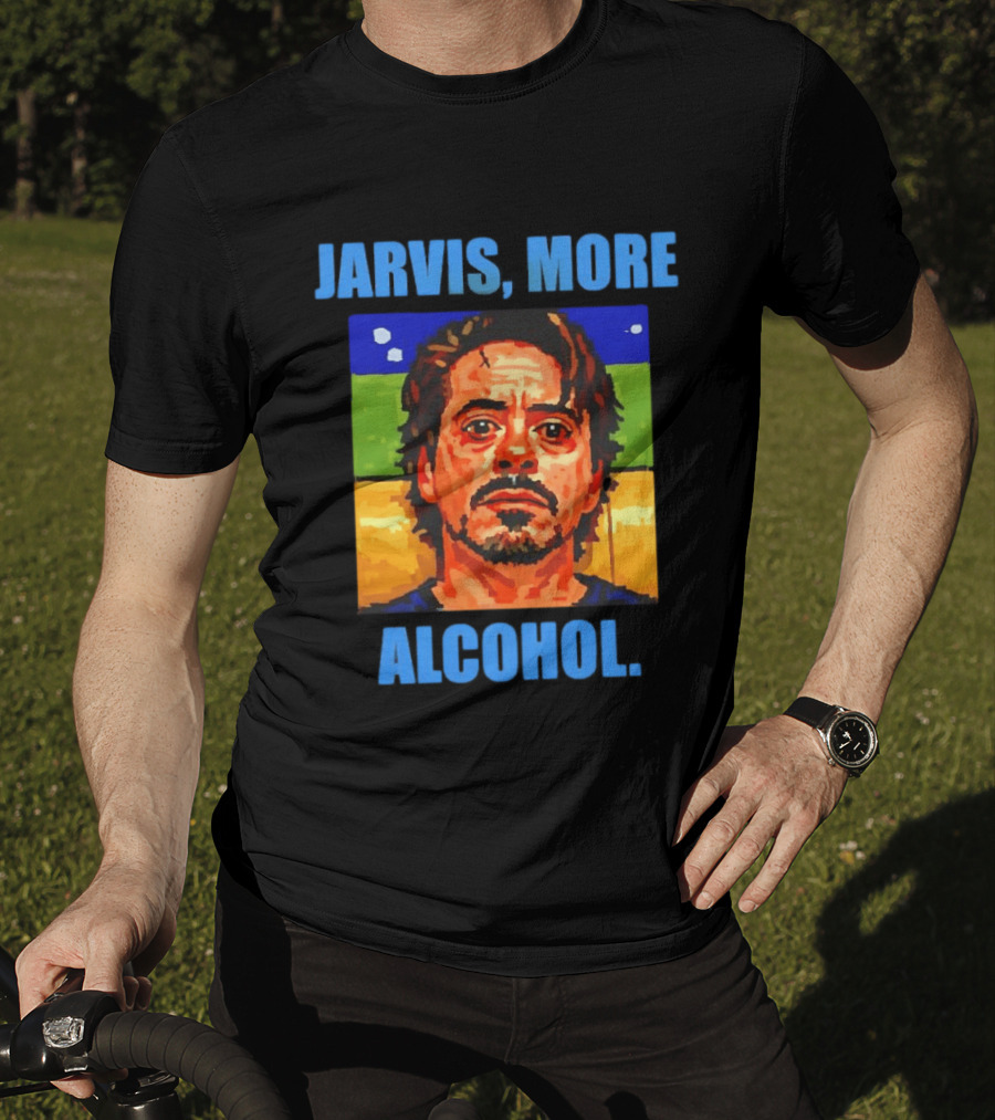 Jarvis More Alcohol Meme Iron Man Portrait Pop T-Shirt