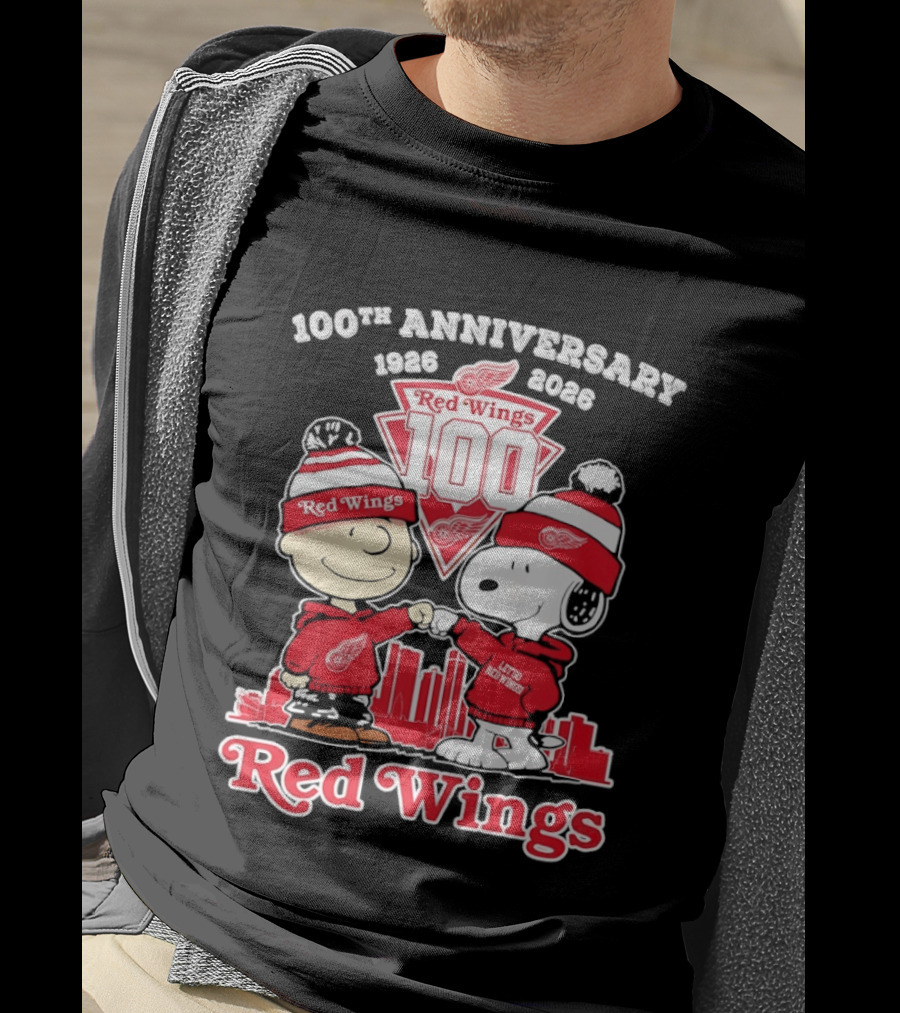 Charlie Brown Snoopy Red Wings 100th Anniversary 1926 2026 T-Shirt