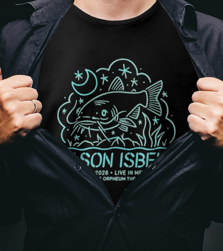 Jason Isbell Live In Memphis TN March 27 2026 Orpheum Theatre Moon And Fish Stars T-Shirt