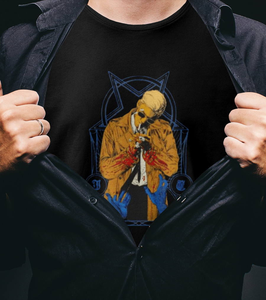 John Constantine Smoking Trench Coat Hellblazer DC Comics J C T-Shirt