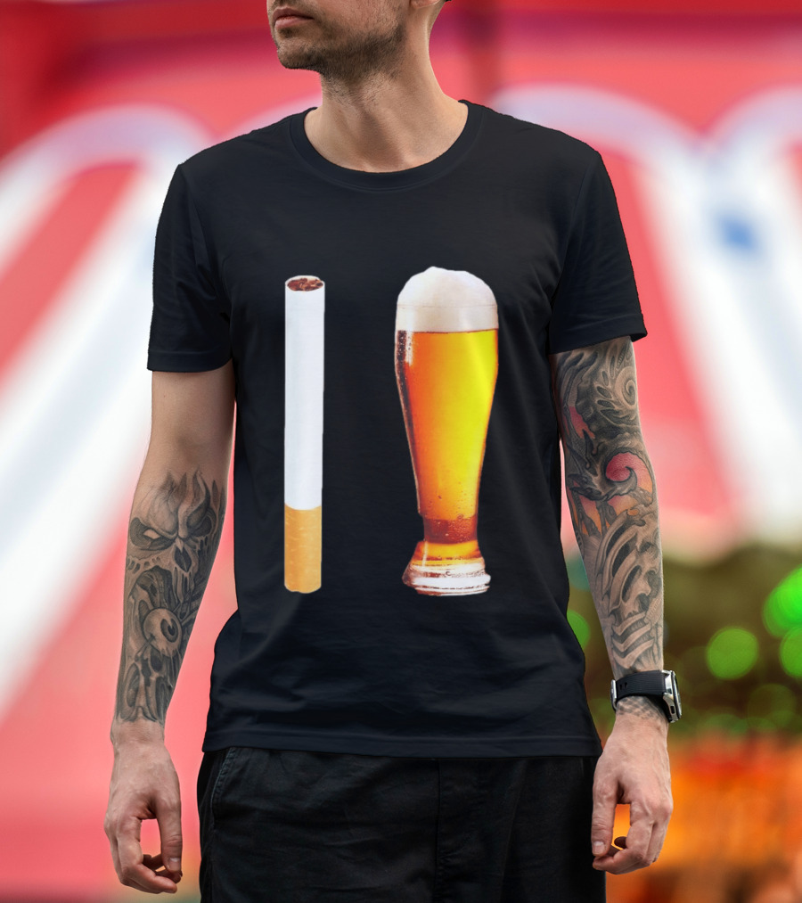 Cigarette And Beer Combo Classic Symbolic Pair T-Shirt