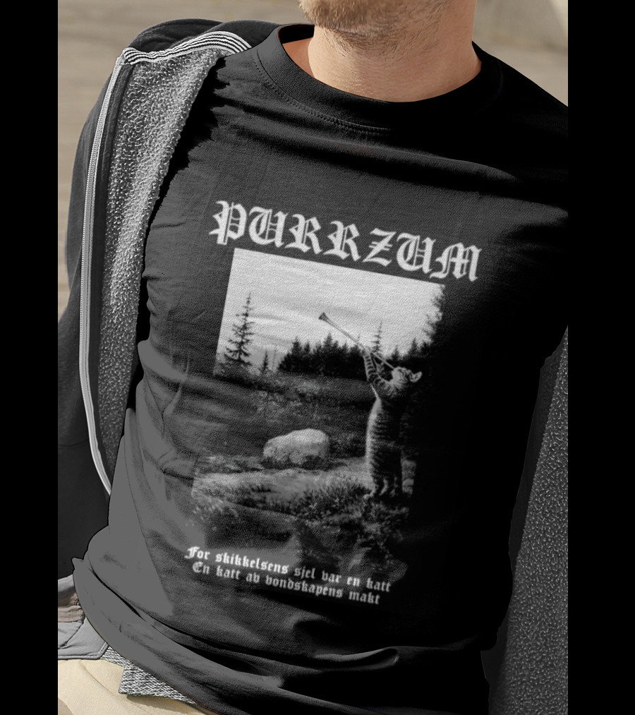 Purrzum Skikkelsens Sjel Var En Katt En Katt Av Vondskapens Makt Filosofem T-Shirt