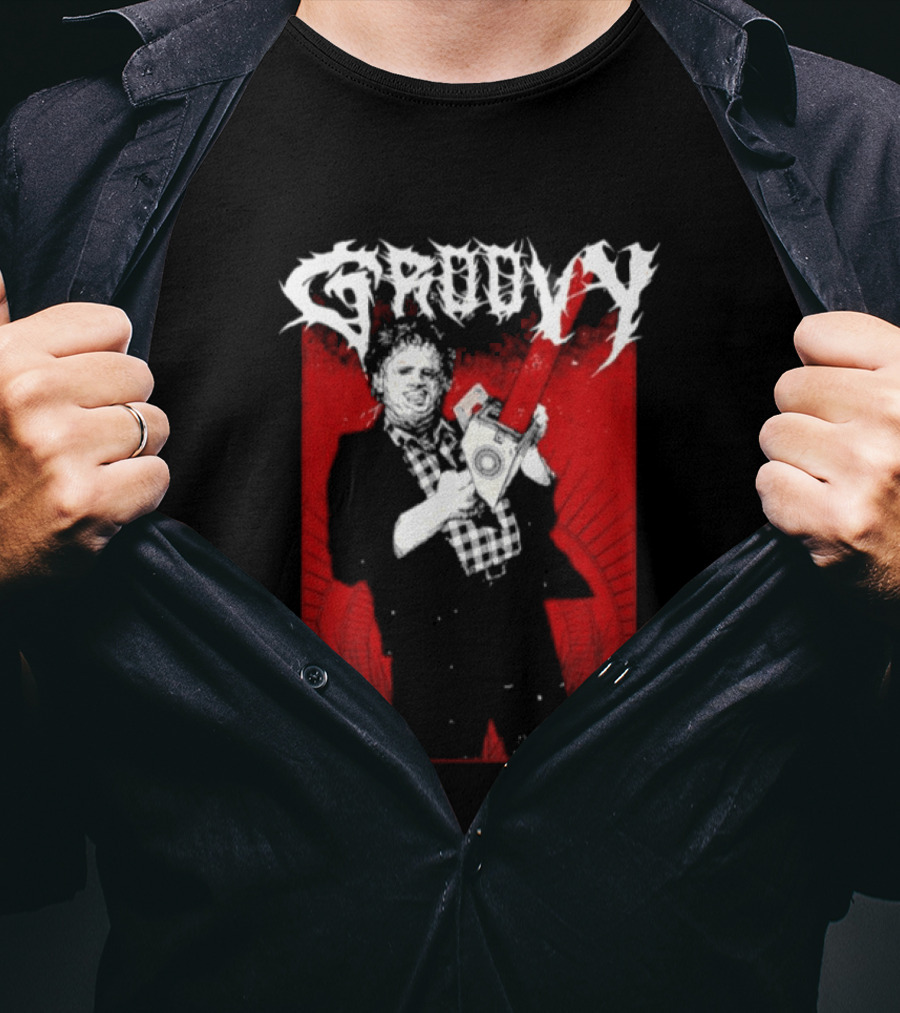 Groovy Metal Leatherface The Texas Chain Saw Massacre Horror T-Shirt