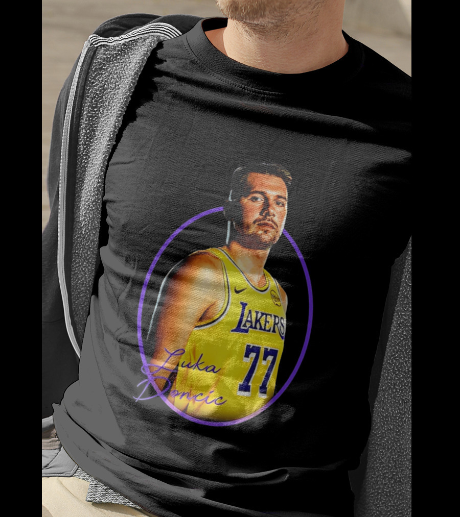 Los Angeles Lakers Luka Doncic 77 Yellow Jersey Image T-Shirt