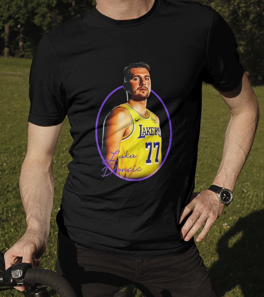 Los Angeles Lakers Luka Doncic 77 Yellow Jersey Image T-Shirt