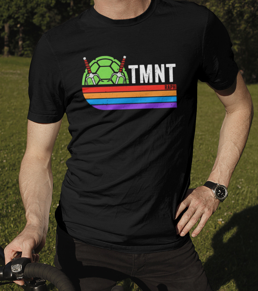 TMNT Raphael Raph Turtle Shell Sai Weapons Rainbow T-Shirt