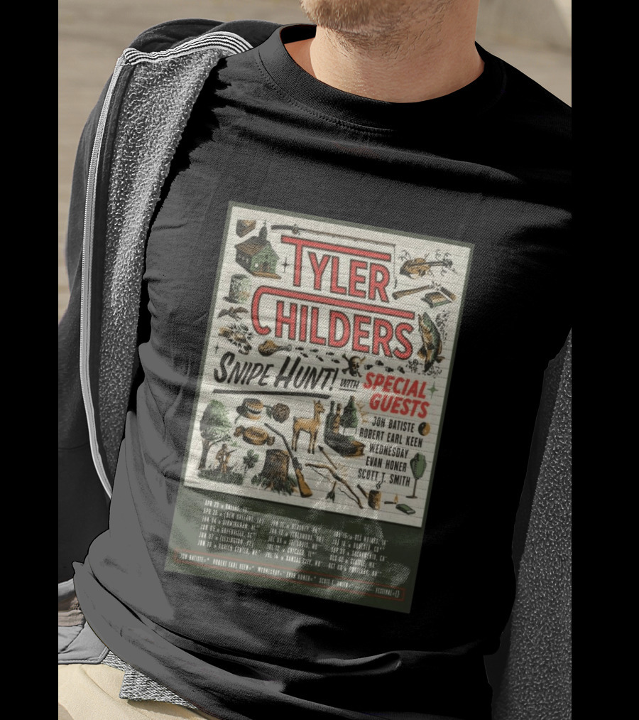 Tyler Childers Snipe Hunt Tour 2026 Special Guests Jon Batiste Robert Earl Keen Wednesday Evan Honer Scott Smith T-Shirt