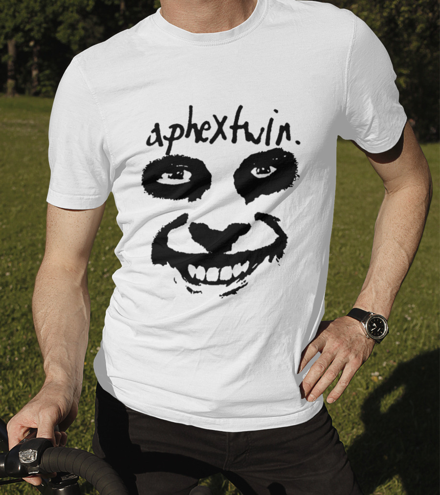 Aphex Twin Handwritten Logo With Distorted Face T-Shirt