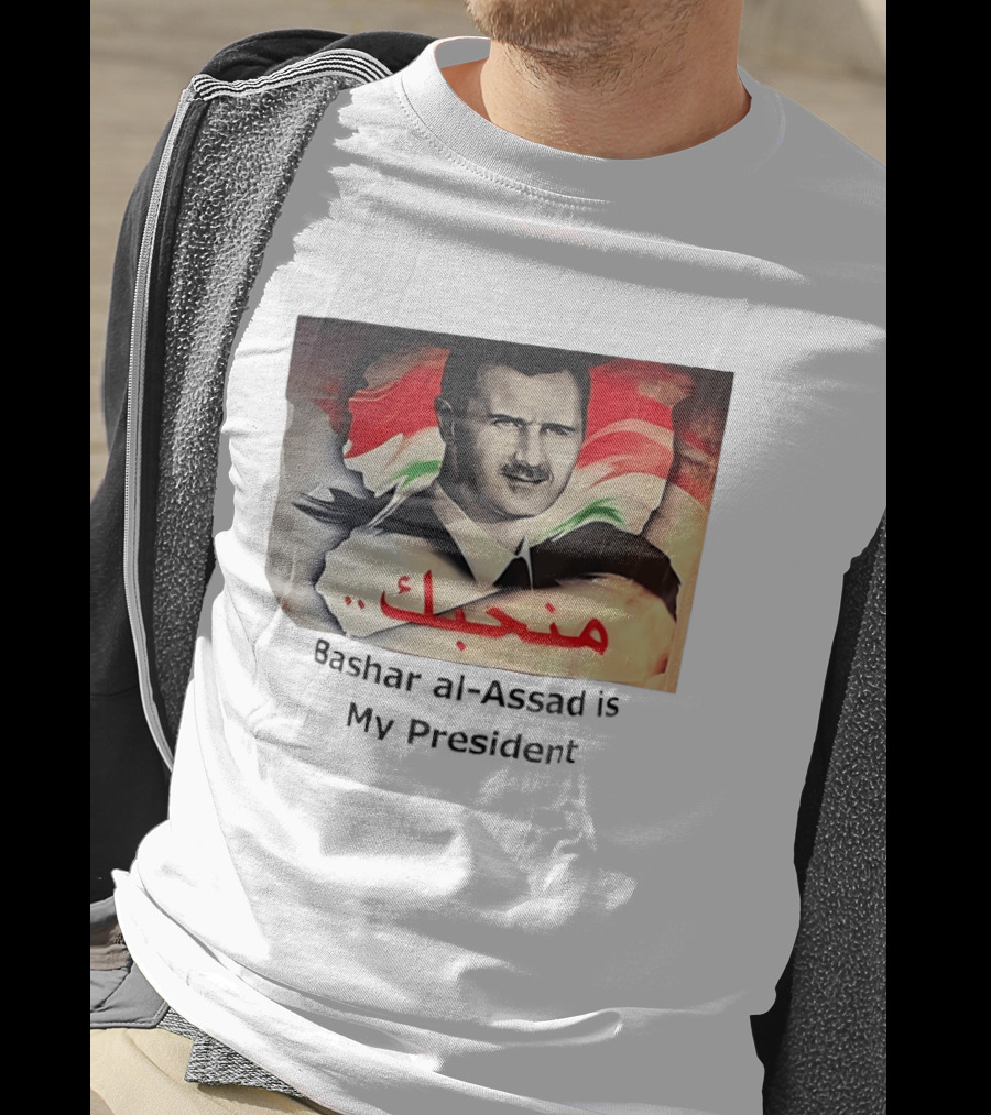 Bashar Al Assad Portrait With Syrian Flag T-Shirt