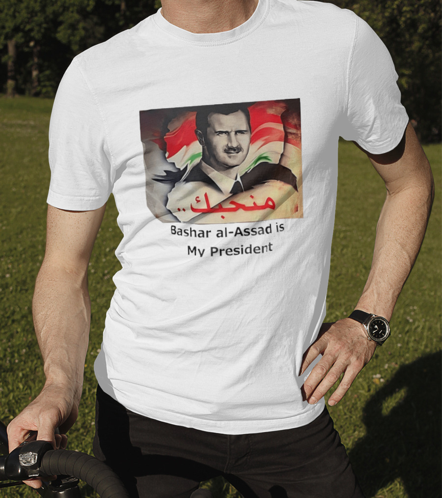 Bashar Al Assad Portrait With Syrian Flag T-Shirt
