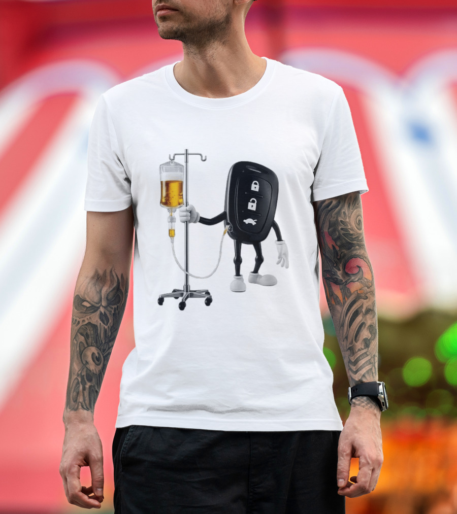Car Keys With IV Beer Do Not Drink Alcohol When Driving Warning T-Shirt