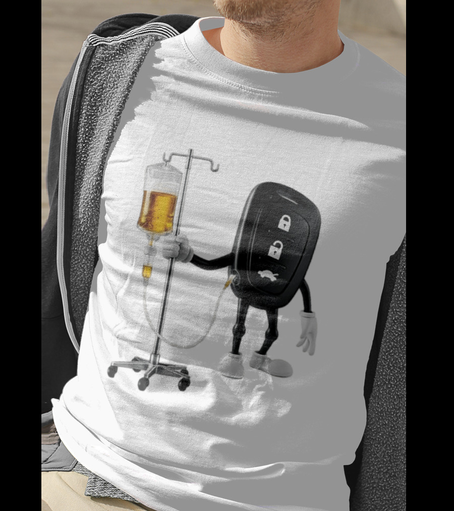 Car Keys With IV Beer Do Not Drink Alcohol When Driving Warning T-Shirt