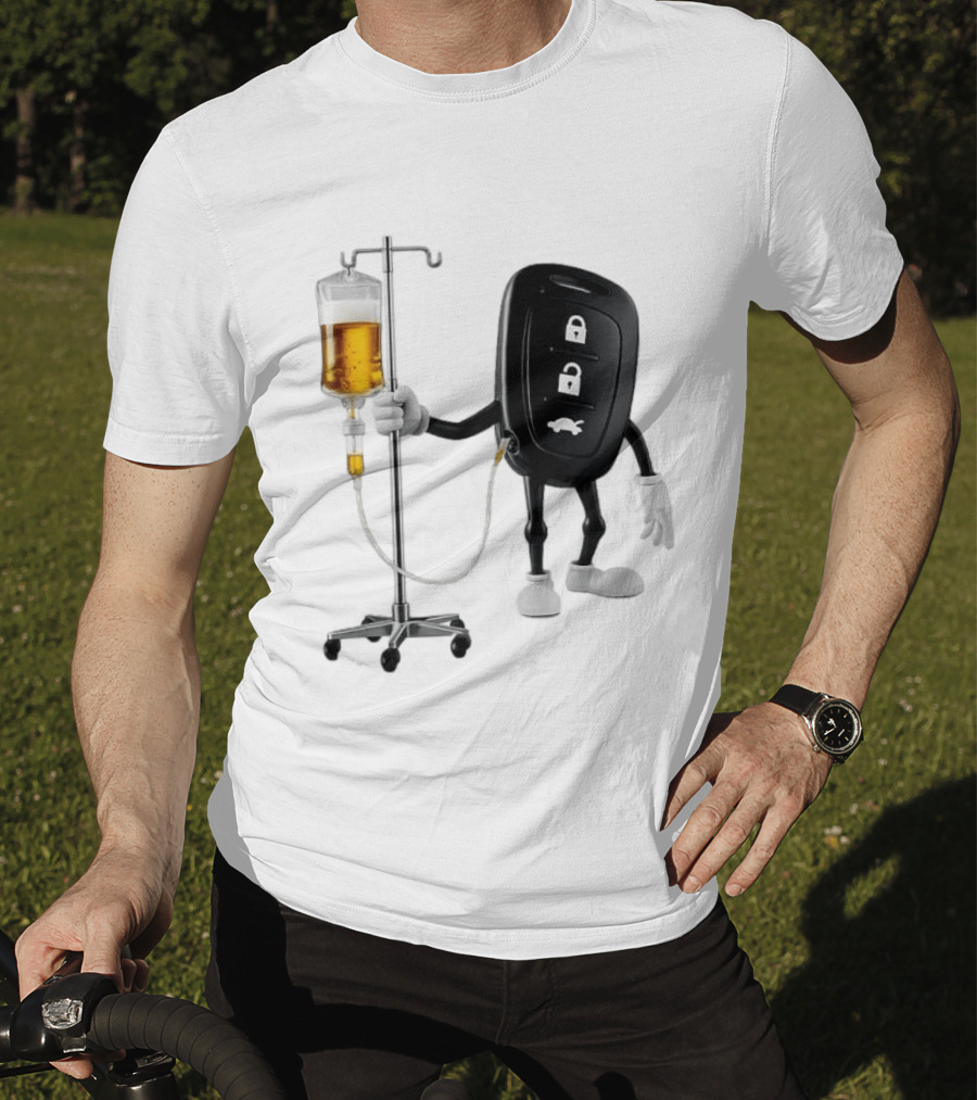 Car Keys With IV Beer Do Not Drink Alcohol When Driving Warning T-Shirt