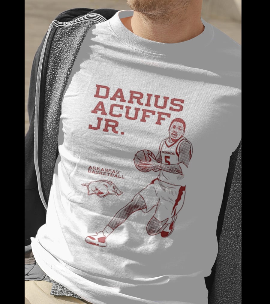 Darius Acuff Jr Arkansas Razorbacks Basketball Player Monochrome T-Shirt